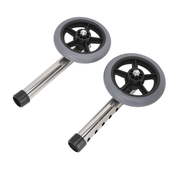 LAZIOEGR Universal Walker Wheels Replacement Set with 6 Adjustable Height Levels, Heavy Duty Rollator Wheel Accessories for Seniors, Stainless Steel Legs, 8 inches / 20.3 cm