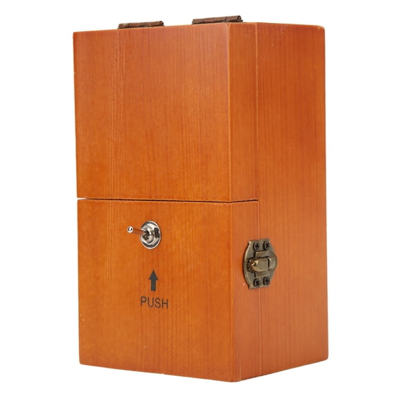 LAZIOEGR Useless Box Decompression Natural Pine Pointless Box with Metal Buttons Brown Classic Edition 7.87 inches / 20 cm [cite: 36]