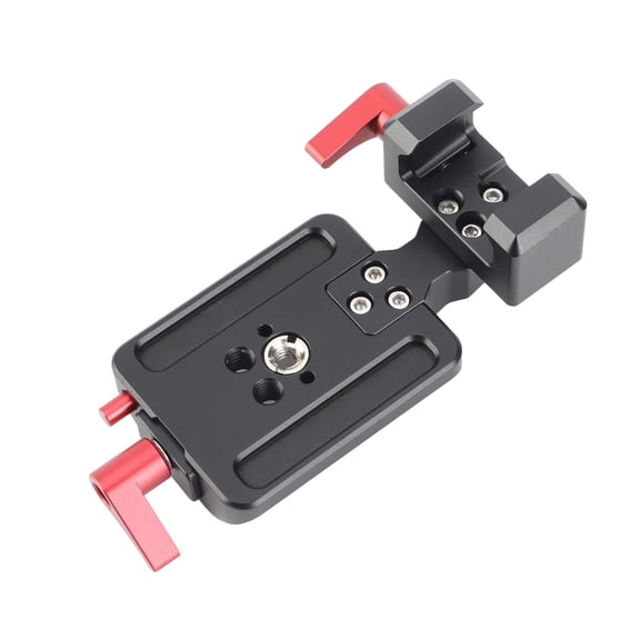 LAZIOEGR Vertical Camera Mount Bracket, Rail Clamp Mounting Plate with Cold Shoe 1/4 and 3/8 Thread, Durable Stabilizer Accessory for DJI RS3 RS2 RS3PRO Gimbals (Black, 5.12 inches / 13 cm)