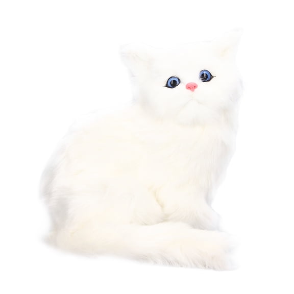 LAZIOEGR White Simulation Cat Electronic Pet Toy, Cute Plush Kitten with Sound (5.5 inches / 14 cm)