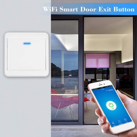 LAZIOEGR WiFi Door Exit Button Wireless Release Push Switch for Electronic Lock Access Control System Emergency Alarm Trigger Smart Home Security Compatible with Amazon Alexa Voice Control