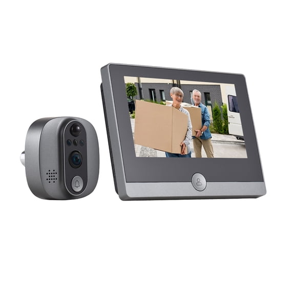 LAZIOEGR WiFi Video Doorbell for Apartment 2.4GHz Peephole Camera 4.3 Inch IPS Display Tuya APP 1080P Visible Peephole Motion Detection Built in Battery Rechargeable Home Security Camera Black