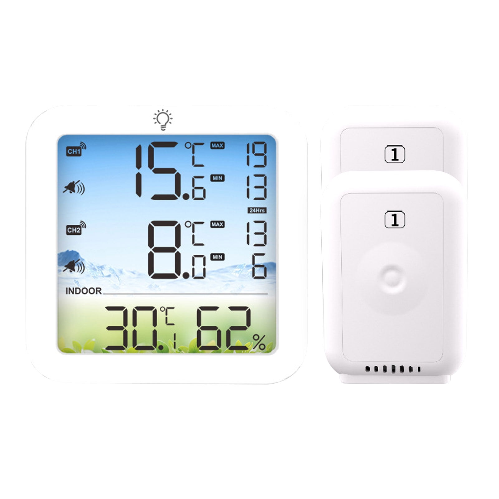 LAZIOEGR Wireless Digital Refrigerator and Freezer Thermometer with 2 Transmitters and Alarm 328ft Range LCD Display