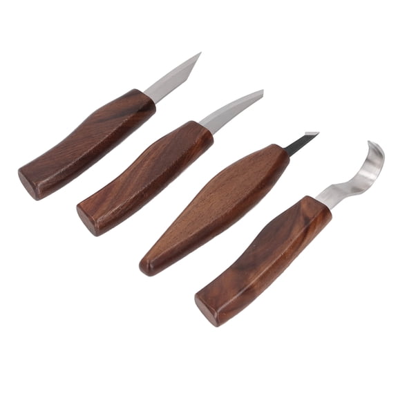 LAZIOEGR Wood Carving Tools Kit, 6 Pieces Woodworking Sculpting Set with Walnut Handle, Sharpening Stone & Leather Strop, Digging Whittling DIY Hand Carving Knife Tools for Beginners