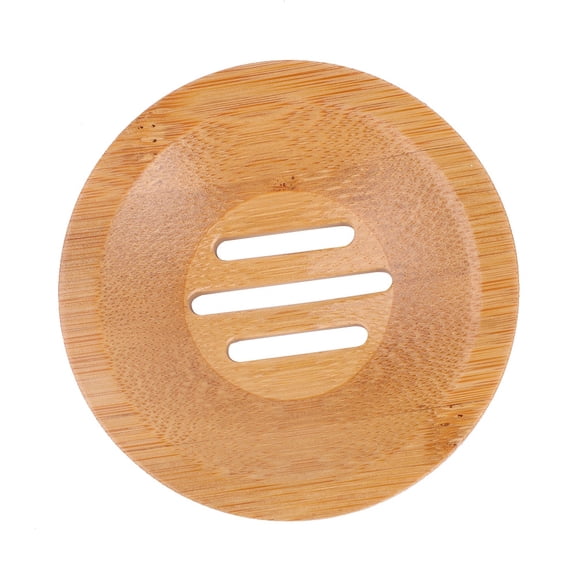 LAZIOEGR Wooden Soap Box Bamboo Soap Dish Tray Mold Proof Drain Health Box, Round, 3.14 inches / 8 cm