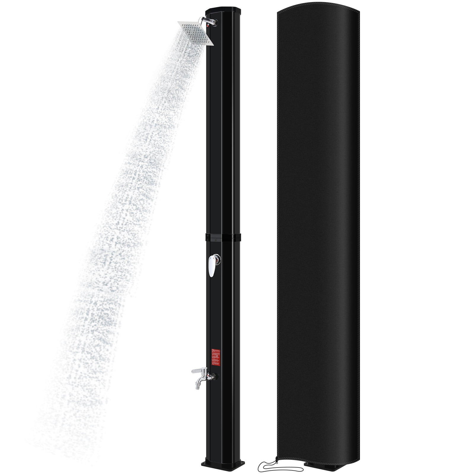 LAZY BUDDY 10.6 Gallon Solar Heated Outdoor Shower, 7.38FT Height Freestanding Outside Shower with Shower Head & Foot Faucet, Hot & Cold Water Adjustment for Garden, Beach, Poolside