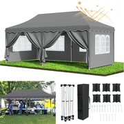 LAZY BUDDY 10 x 20 Ez Pop up Canopy Tent with 6 Martinique | Ubuy