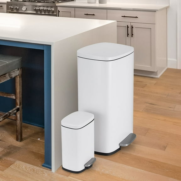 LAZY BUDDY 13.2 + 1.3 Gallon Stainless Steel Kitchen Trash Can with Lid & Inner Bucket for Home Office