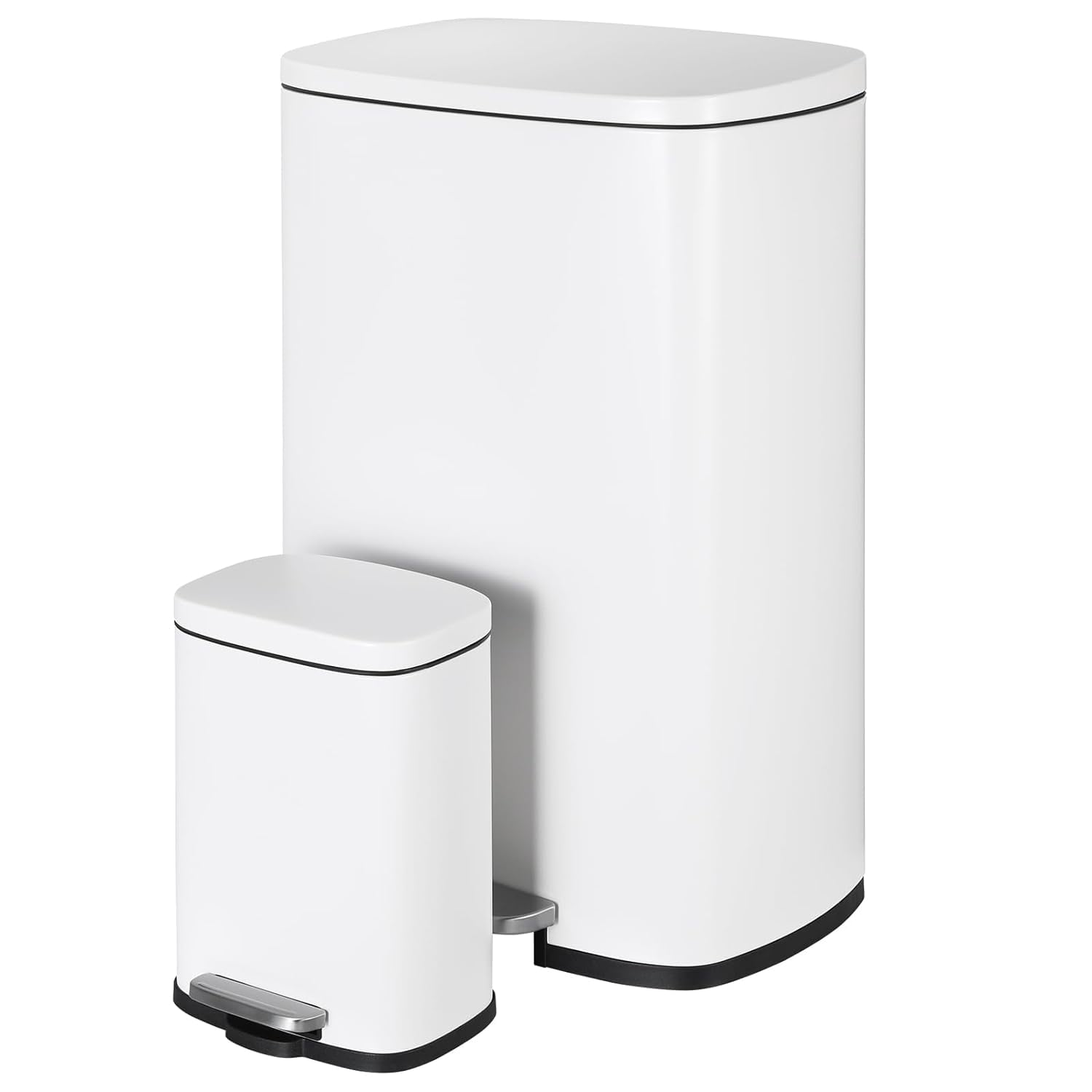 LAZY BUDDY 13.2 + 1.3 Gallon Stainless Steel Kitchen Trash Can with Lid & Inner Bucket for Home Office