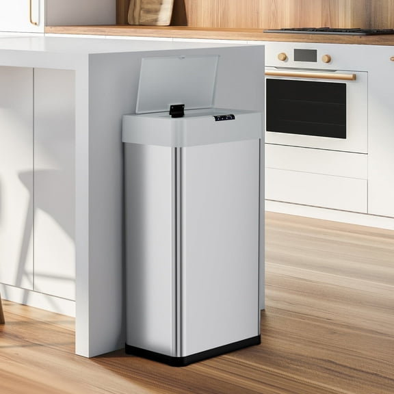 LAZY BUDDY 50Liter / 13.2 Gallon Automatic Motion Sensor Trash Can, Stainless Steel Touchless Garbage Can for Kitchen, Bathroom, Living Room