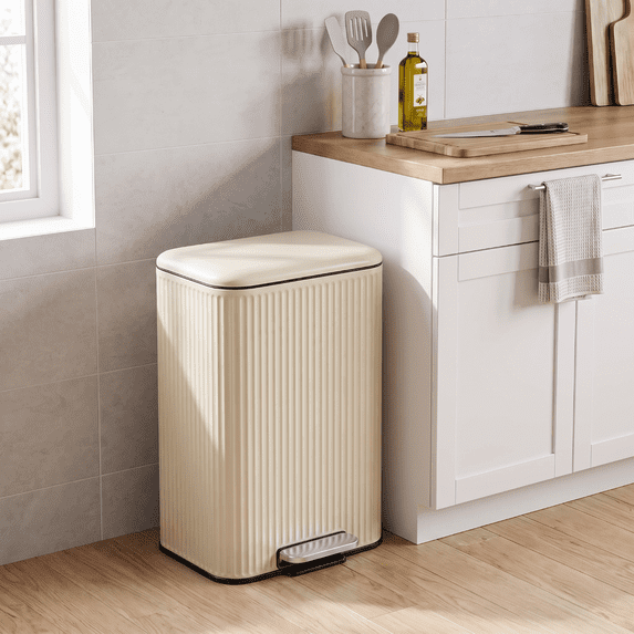 LAZY BUDDY 13.2 Gal Stainless Steel Kitchen Trash can with Soft-Close Lid, Inner Bucket & Rear Handle