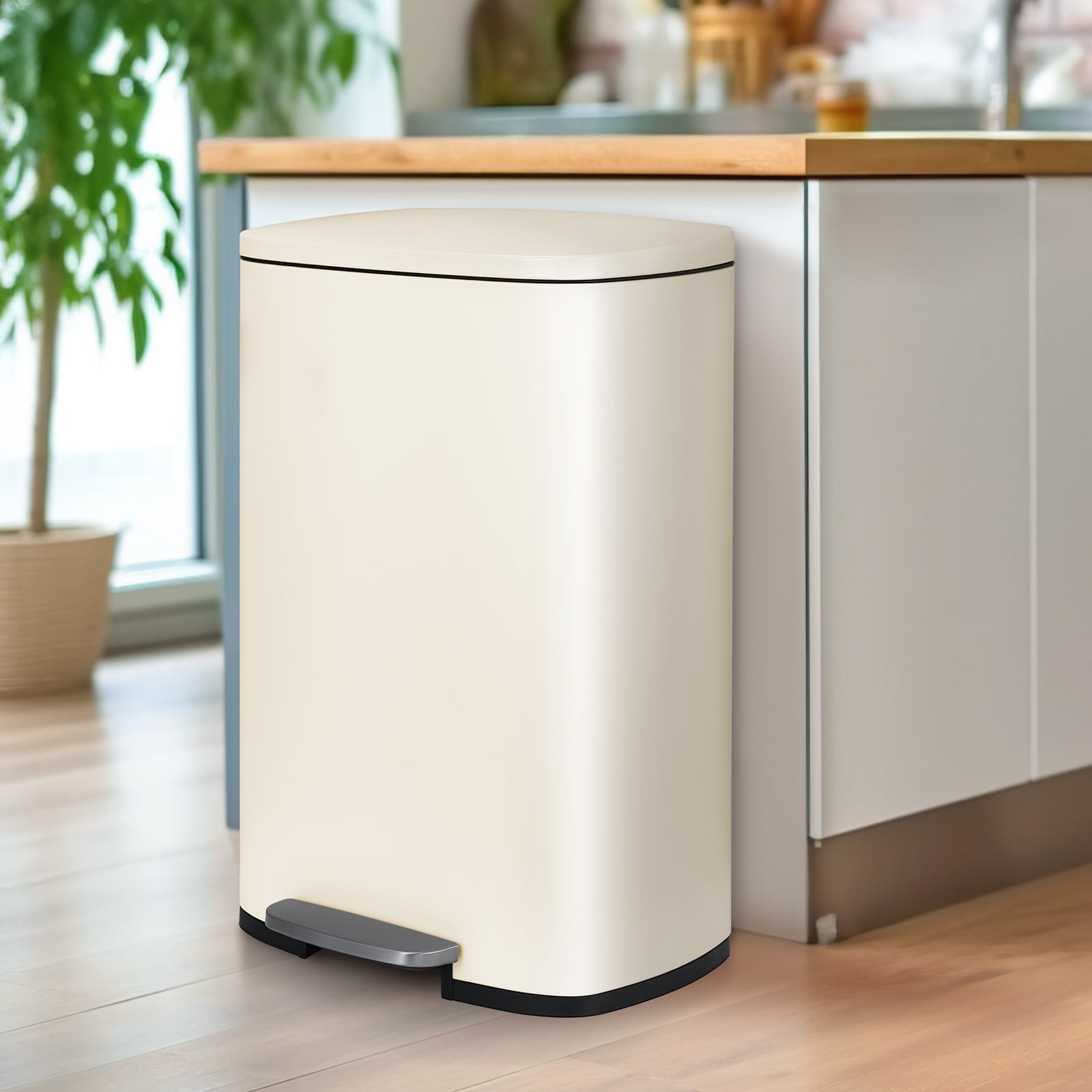 LAZY BUDDY 13.2 Gallon & 1.3 Gallon Kitchen Trash Can Combo, Stainless Steel Step Garbage Bin with Lid, Rectangular - Walmart.com