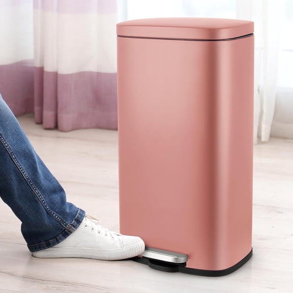 LAZY BUDDY 13.2 Gallon Kitchen Trash Can with Lid, Stainless Steel Rectangular Step Trash Can for Home, Bathroom