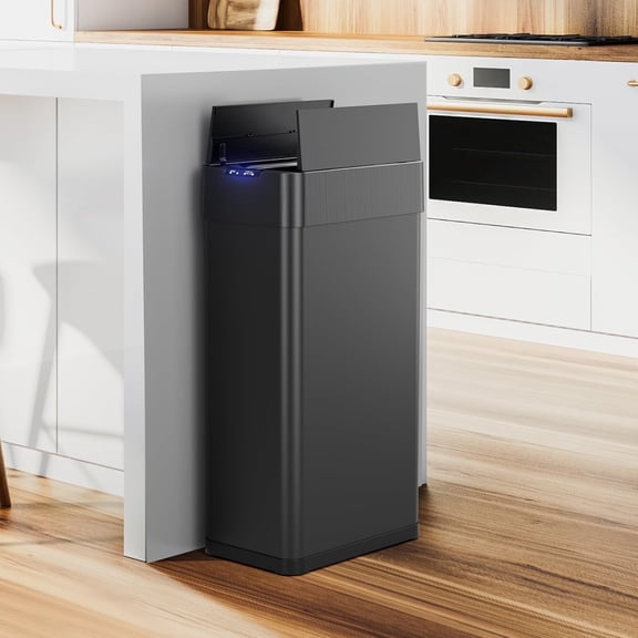LAZY BUDDY 13.2 Gallon Motion Sensor Kitchen Trash Can, Touchless Automatic Garbage Can, Stainless Steel