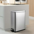 thumbnail image 1 of LAZY BUDDY 13.2 Gallon Slim Kitchen Trash Can, Stainless Steel Garbage Can with Lid & Inner Bucket, for Bathroom Home, 1 of 6