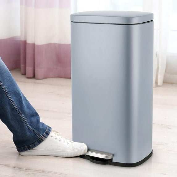 LAZY BUDDY 13.2 Gallon Step Trash Can, Stainless Steel Kitchen Garbage Can, Rectangular