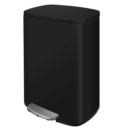 LAZY BUDDY 13.2 Gallon Step Trash Can with Lid, Stainless Steel Kitchen Garbage Can with Inner Bucket for Home Office