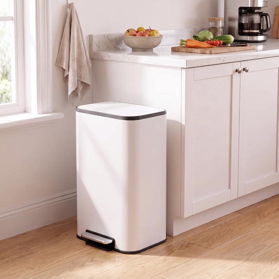 LAZY BUDDY 13.2 Gallon Step Trash Can with Lid & Inner Buctet, Stainless Steel Garbage Can for Kitchen, Home Office