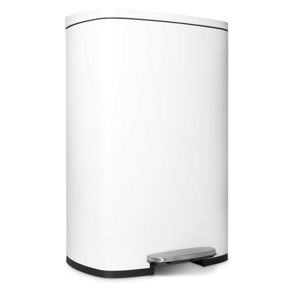 LAZY BUDDY 50 Liter / 13.2 Gallon Rectangular Kitchen Trash Can with Lid, Stainless Steel