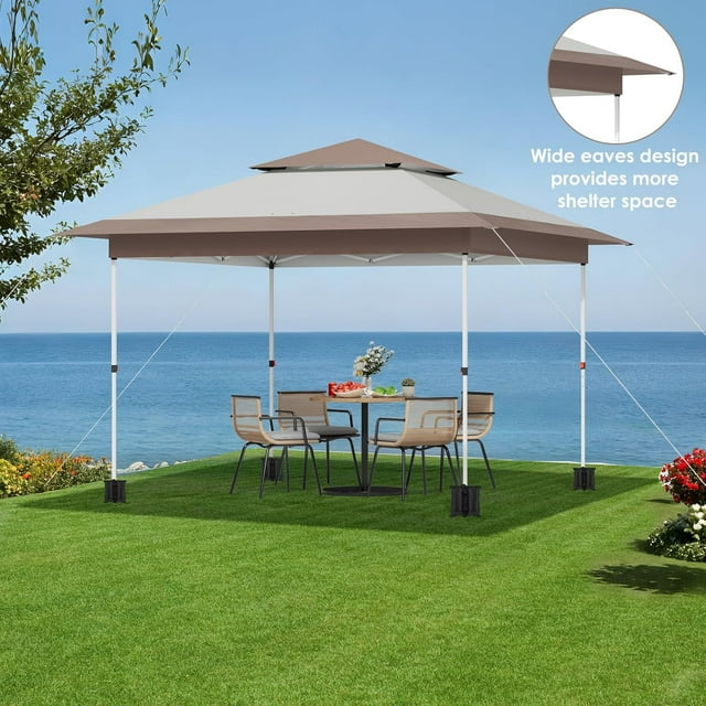 LAZY BUDDY 13'x13' Pop up Canopy, Easy Set-up Outdoor Canopy Tent Folding Instant Sun Shelter for Picnic, Party, Camping