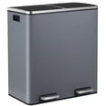 thumbnail image 1 of LAZY BUDDY 16 Gallon Dual Trash Can, Rectangular Step On Kitchen Garbage Can with Foot Pedal, Stainless Steel, 1 of 8