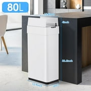 LAZY BUDDY 21 Gal Motion Sensor Trash Can Motion Sensor Garbage Bin, Touchless Brushed Wastebasket, W/Butterfly 80L White Stainless Steel Kitchen Bin