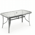 thumbnail image 1 of LAZY BUDDY 29.5'' x 55'' Rectangular Patio Table with Umbrella Hole, All Weather Tempered Glass Outdoor Dining Table, Metal Frame, for Yard, Deck, Lawn, 1 of 9