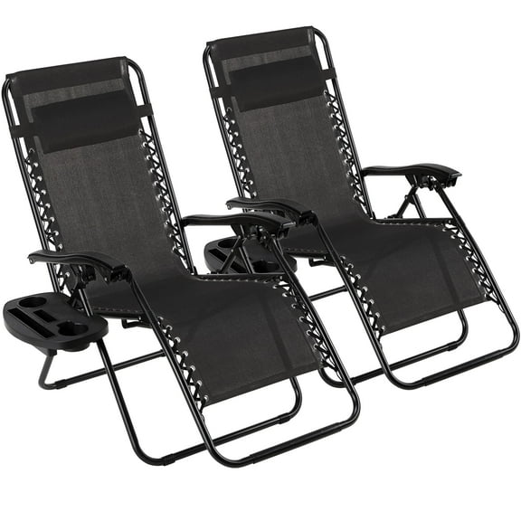 LAZY BUDDY Set of 2 Zero Gravity Chairs Set, Outdoor Folding Recliner Adjustable Reclining Lounge Chair for Patio Yard Pool Lawn Balcony