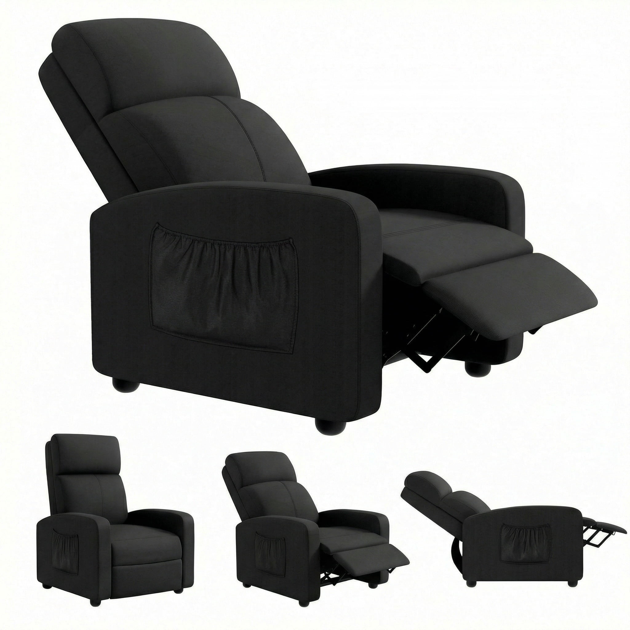 LAZY BUDDY 3 in 1 Adjustable Recliner Chair, Fabric Recliner Sofa for Adults with Side Pocket, Home Theater Seating with Lumbar Support & Backrest for Living Room
