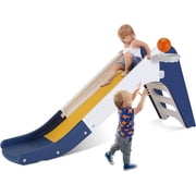 LAZY BUDDY 3 in 1 Toddler Slide, Kids Slide Climber Playset with Basketball Hoop, Indoor Outdoor Playground Slide with Extra Long Slipping Slope for Boys & Girls