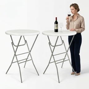 LAZY BUDDY 32'' Folding Round Cocktail Table 2 Pack, High Top Bar Table with Locking Leg & Removable Legs, 280lbs, for Indoor Outdoor Party, Commercial Events