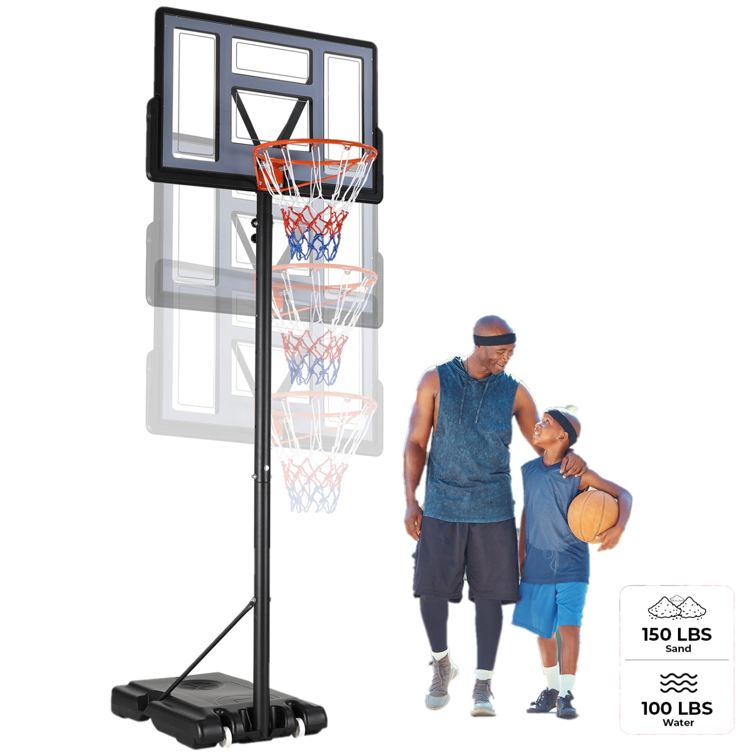 LAZY BUDDY 44 in. Portable Basketball Hoop and Goal System 4.4 ft. 10 ft. Height Adjustable