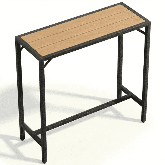LAZY BUDDY 47'' Outdoor Bar Table with HDPE Top, Patio Counter Height Table, All-Weather Rectangle Bar Table for Backyard, Garden, Poolside, Balcony, Kitchen