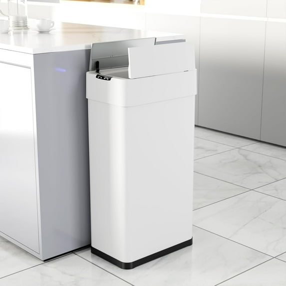 LAZY BUDDY 50 Liter / 13.2 Gallon Rectangular Motion Sensor Trash Can, Touchless Stainless Steel Garbage Bin for Home, Kitchen
