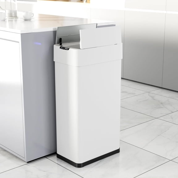 LAZY BUDDY 50 Liter / 13.2 Gallon Rectangular Motion Sensor Trash Can, Touchless Stainless Steel Garbage Bin for Home, Kitchen