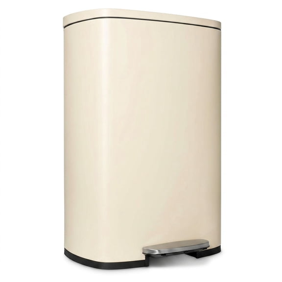 LAZY BUDDY 50 Liter / 13.2 Gallon Trash Can with Lid, Stainless Steel Step Garbage Can for Kithen, Bathroom, with Removable Inner Bucket