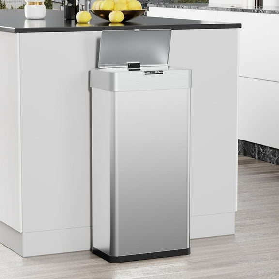 LAZY BUDDY 60 Liter / 16 Gallon Stainless Steel Motion Sensor Trash Can for Kitchen, Bathroom, Rectangular