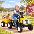 thumbnail image 1 of LAZY BUDDY 6V Kids Ride on Tractor with Detachable Trailer, Electric Vehicles with Headlights & Treaded Wheels, 1 of 9