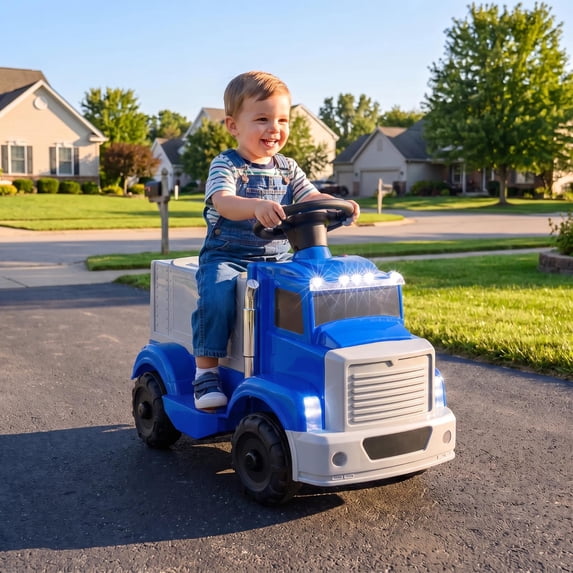 LAZY BUDDY 6V Kids Ride-on Truck, Battery Powered Ride On Car with Storage Box, Electric Vehicle Toy for Toddlers 3+