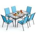 thumbnail image 1 of LAZY BUDDY 7-Piece Patio Dining Set, Oudoor Table and 6 Stackable Chairs Set with Umbrella Hole for Lawn, Backyard, Poolside, 1 of 14