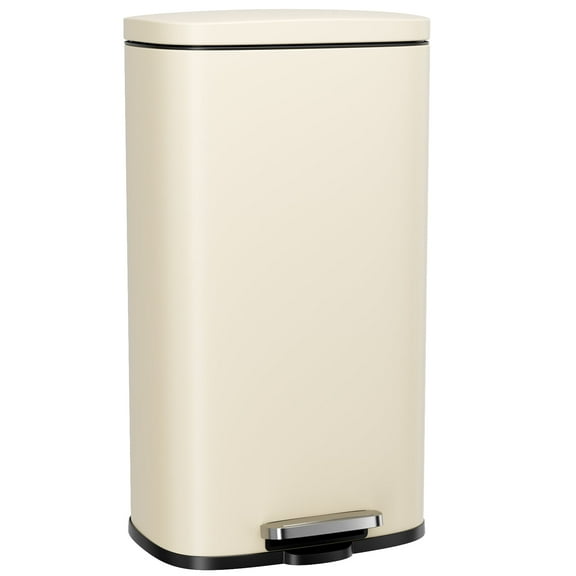 LAZY BUDDY 8 Gallon Kitchen Trash Can with Lid, Stainless Steel Step Garbage Bin, Rectangular
