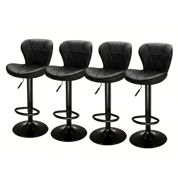 LAZY BUDDY Bar Stools Set of 4, Adjustable Swivel Counter Height Barstools with Back for Kitchen Island