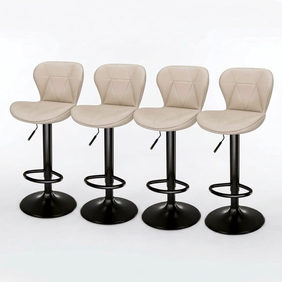LAZY BUDDY Bar Stools Set of 4, PU Leather Adjustable Swivel Barstools, Counter Height Bar Chairs for Kitchen, Dining Room