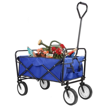 LAZY BUDDY Collapsible Outdoor Utility Wagon Cart for Grocery Shopping, Camping, Picnic, Garden, 150lbs