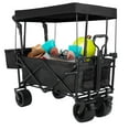 thumbnail image 1 of LAZY BUDDY Collapsible Utility Wagon with Removable Canopy, 170lbs Heavy Duty Beach Wagon with Big Wheels, Outdoor Folding Wagon Cart with Pull & Push Handles for Camping, Shopping, Fishing, 1 of 6