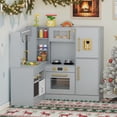 thumbnail image 1 of LAZY BUDDY Corner Wooden Play Kitchen for Kids, Toddler Kitchen Playset Pretend Play Toy with 6 Cookware Accessories, Lights & Sounds, 1 of 11