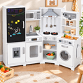thumbnail image 1 of LAZY BUDDY Corner Wooden Play Kitchen with Lights & Sounds, Interactive Toy Kitchen for Toddlers 3+, 1 of 10