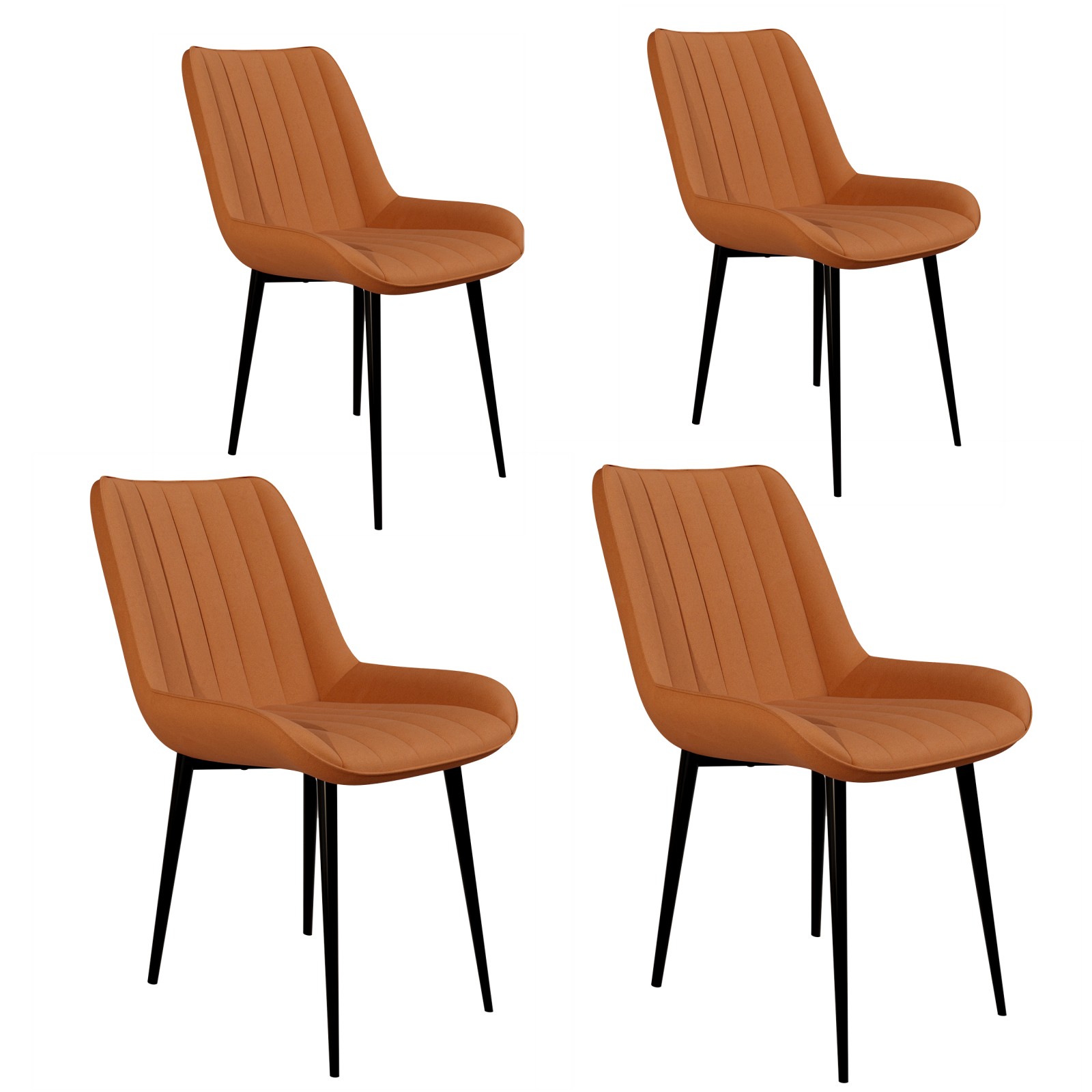 LAZY BUDDY Dining Chairs Set of 4, High Back Kitchen Dining Chairs with Upholstered Faux Leather & Metal Legs for Dining Room, Living Room