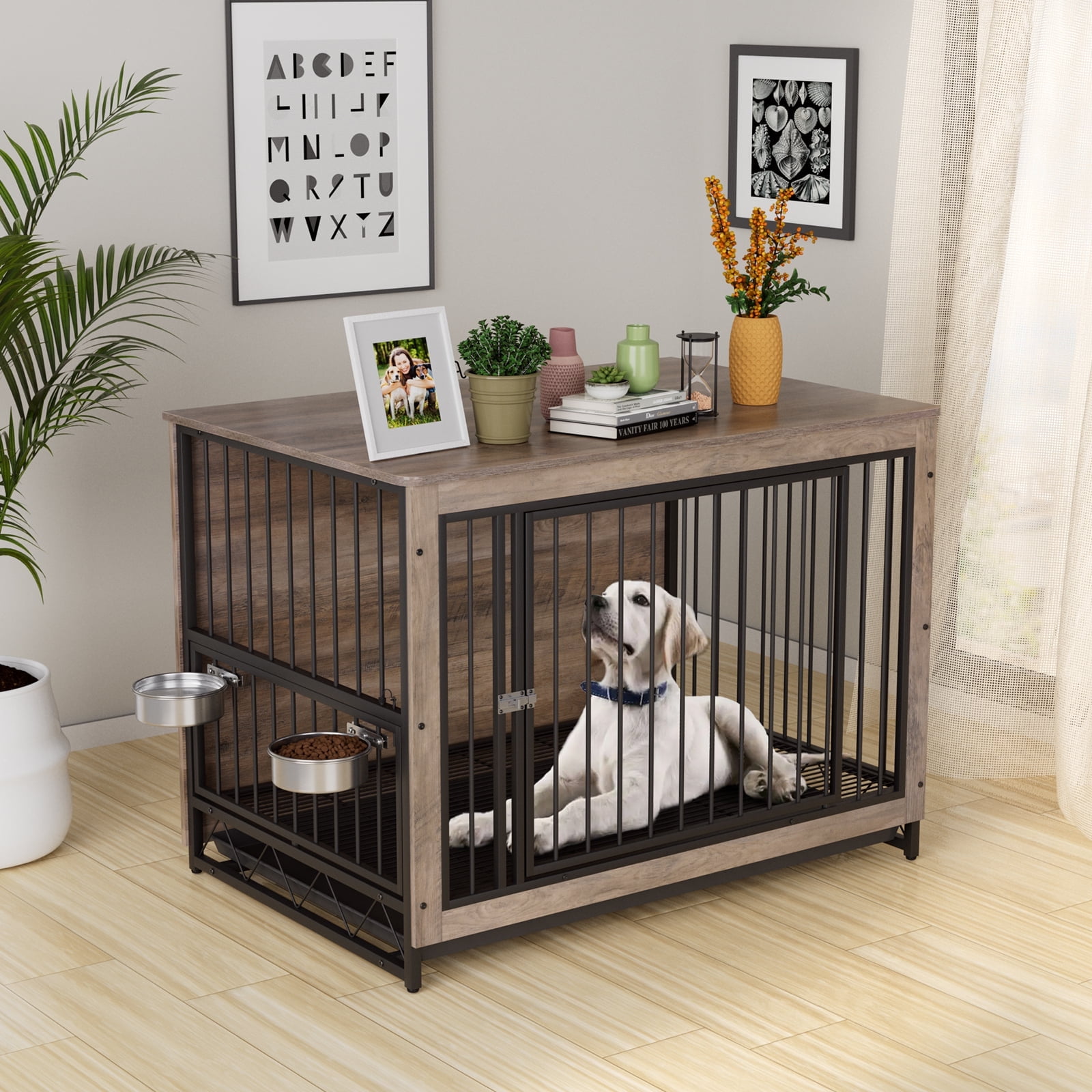 LAZY BUDDY Dog Crate Furniture, Decorative Dog Kennel, 44.1