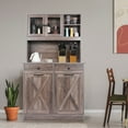 thumbnail image 1 of LAZY BUDDY Double Tilt Out Trash Cabinet 2 x 10 gal Solid Wood Hideaway Trash Holder Wooden Free Standing Recycling Cabinets Bin for Kitchen, Gray, 1 of 8